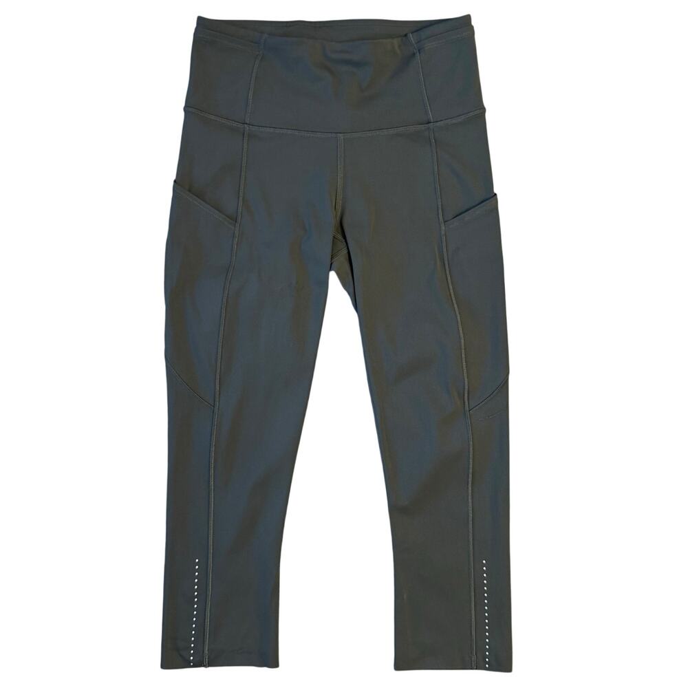 Lululemon Fast Free Crop II Tight Nulux 19” Run Workout Dark Olive Women Size 4